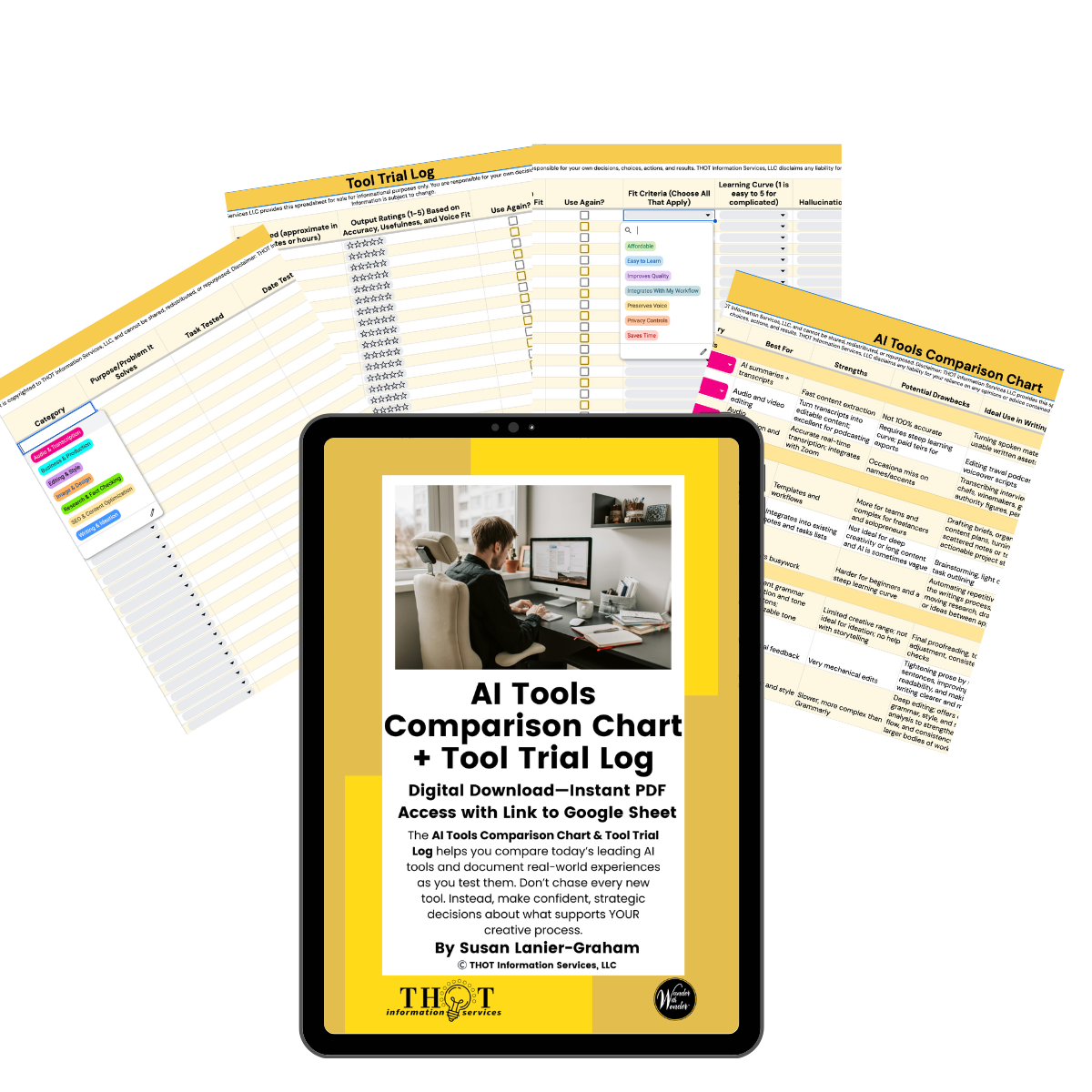 AI Tools Comparison Chart and Tool Trial Log for Writers